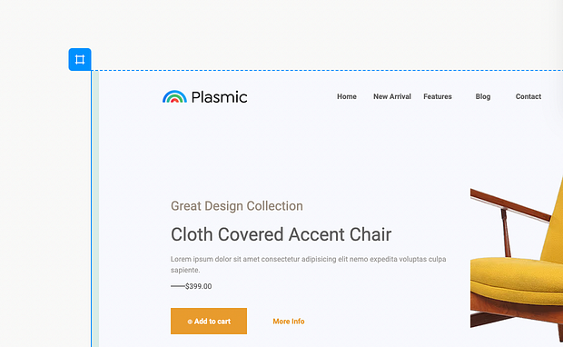 A screenshot of a detail from Plasmic’s UI, demonstrating its similarity to Figma.