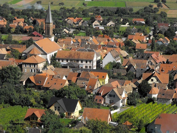 Village along the Wine Route, as seen from a castle.