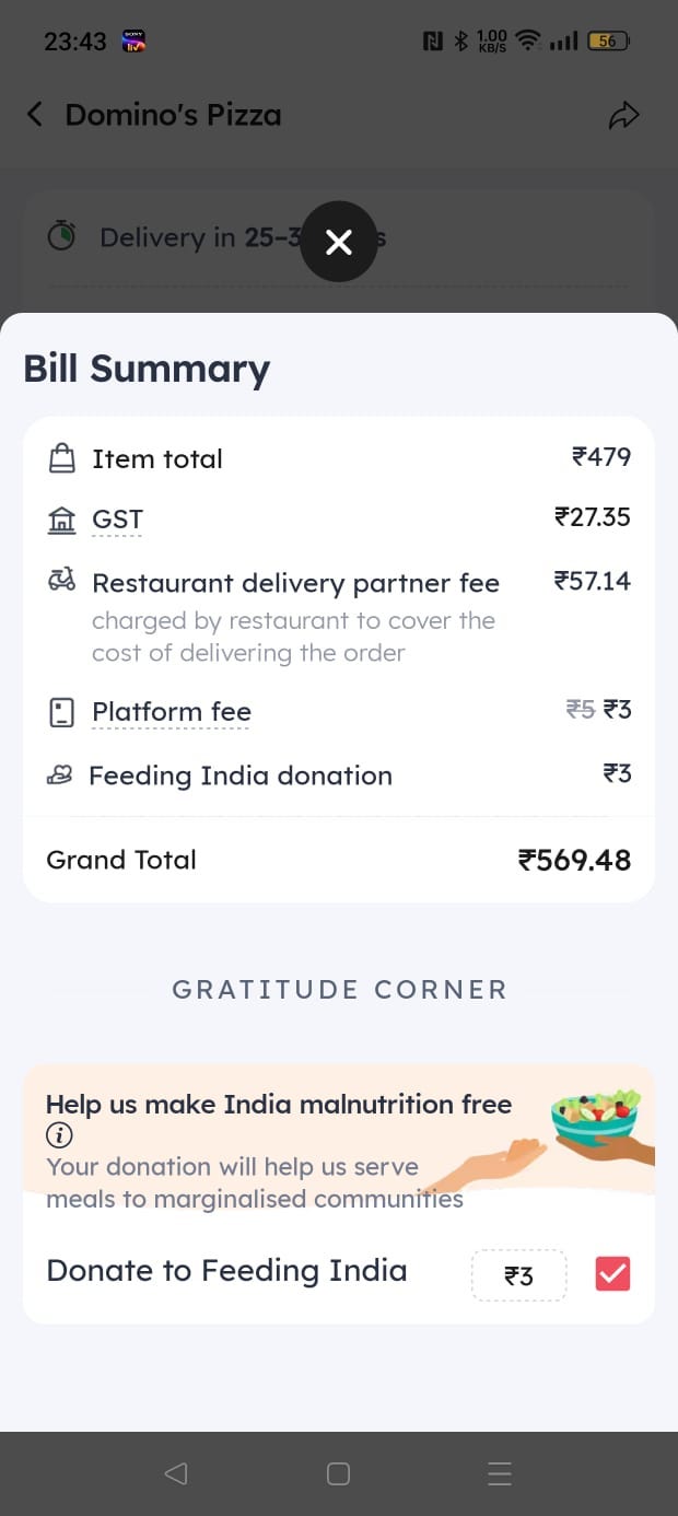 Zomato sneaking 3rs in our basket without the users consent