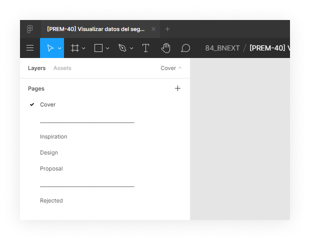 Imagen de las páginas de una tarea en Figma