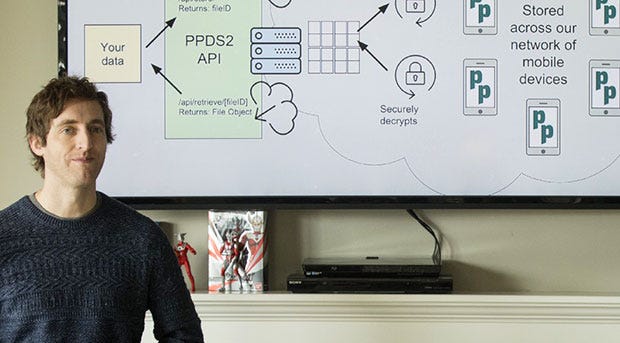 Photo: HBO. The fictional Richard Hendricks explains an Internet of mobile devices in HBO’s Silicon Valley.