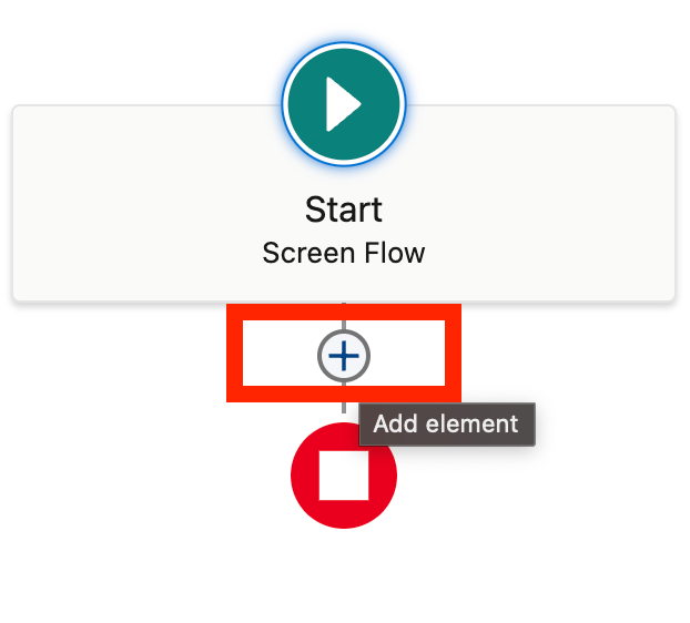 Screenshot of the start flow element