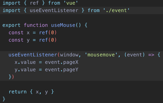 useMouse composable function