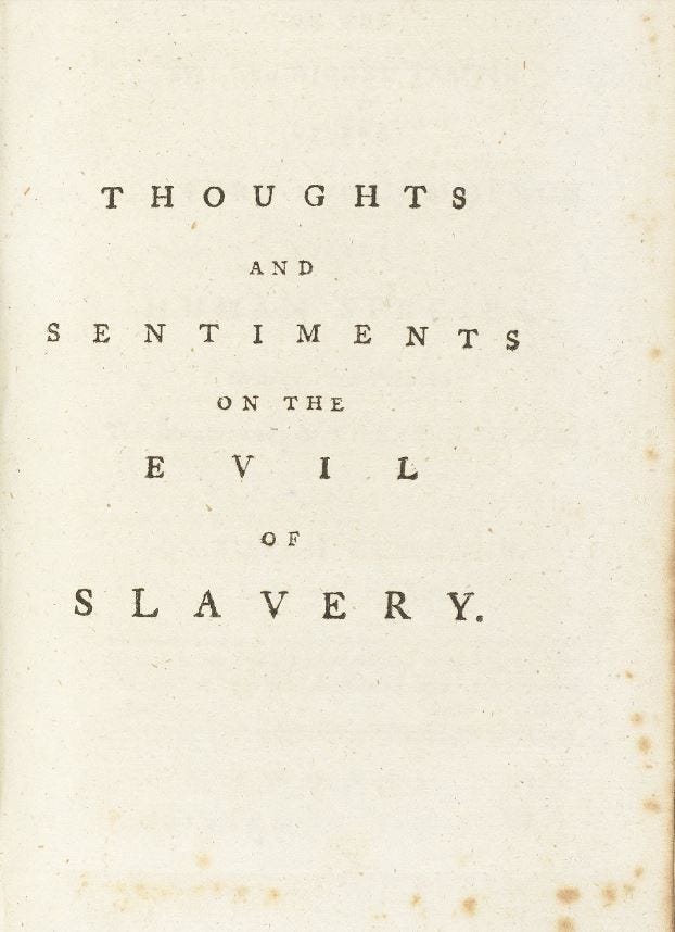 Frontispiece from ‘Thoughts and Sentiments on the Evil of Slavery’.