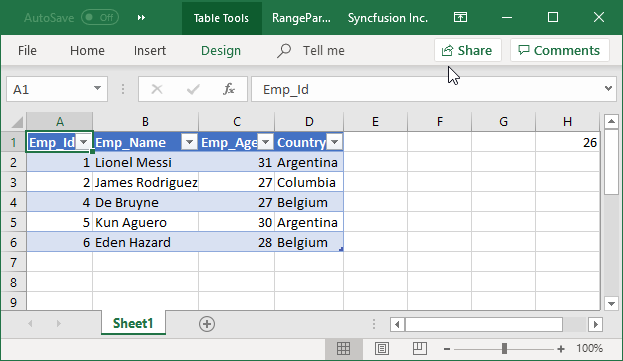 Excel File Generated with Range Parameter Query