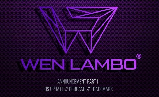 New sleek Wen Lambo logo design. Geometric W in the Wen Lambo purple featuring the registered trademark symbol.