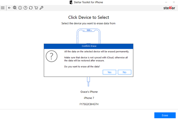 Stellar Toolkit for iPhone- Select Erase Data