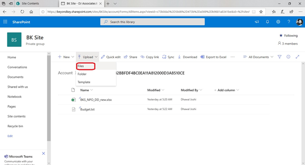 Upload File in SharePoint