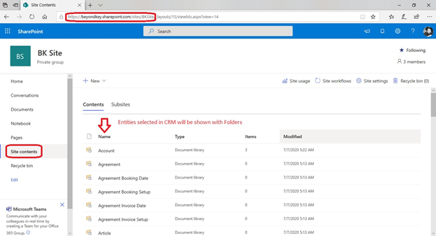 SharePoint Site Contents