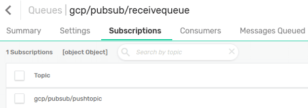 Screenshot of the queue in the Subscriptions tab.