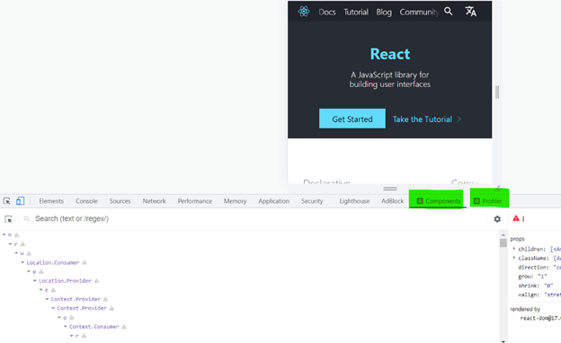 Components and Profiler tabs