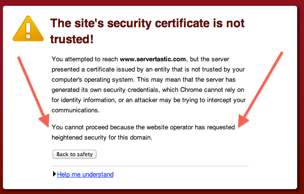 servertastic ssl error