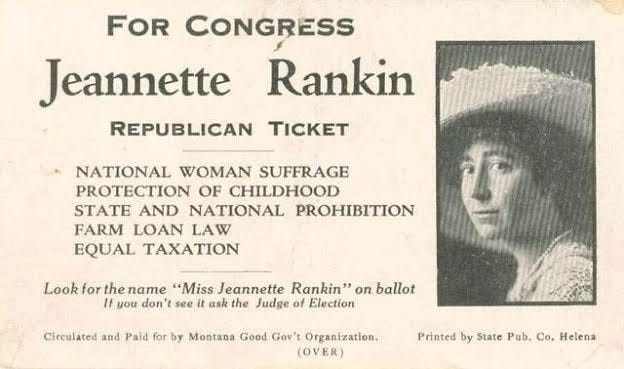Campaign advertisement for Jeannette Rankin’s first congressional bid in 1916.