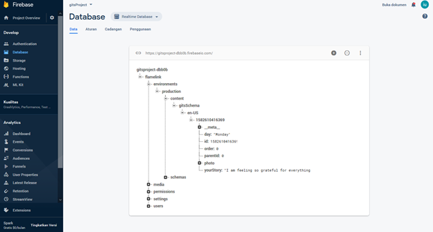 The content that have been inputted through Flamelink will be automatically appear in Firebase console