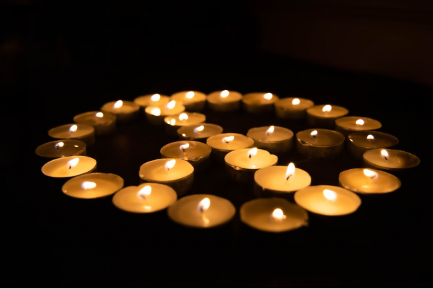 Candles lit in a circular formation
