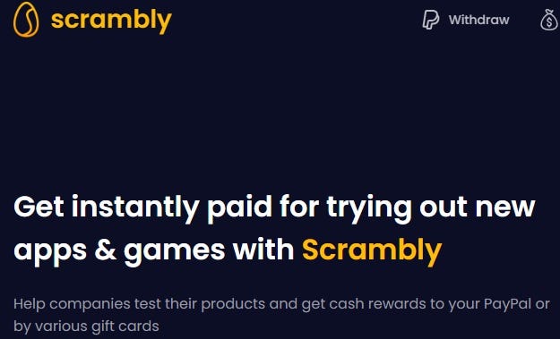 Scrambly — Game app that pays instantly to PayPal