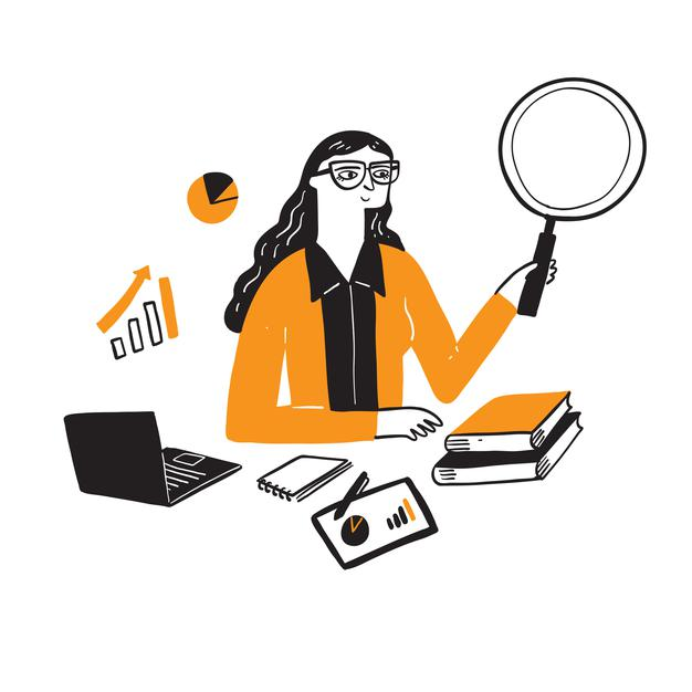 Ilustração de uma pesquisadora