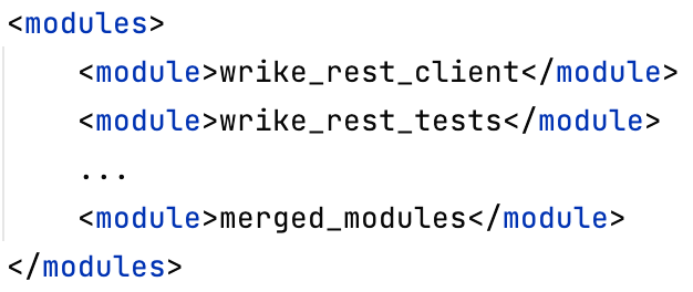 Root pom.xml file with added merged_modules sub-module