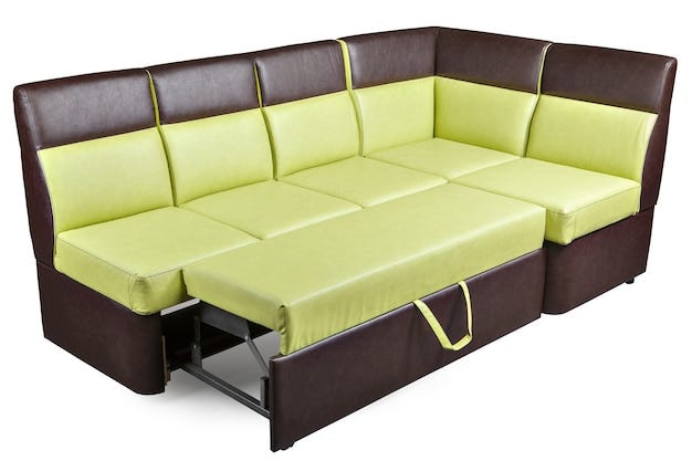 leatherette l shaped dining furniture, corner bench, decomposed sleeper sofa brown and