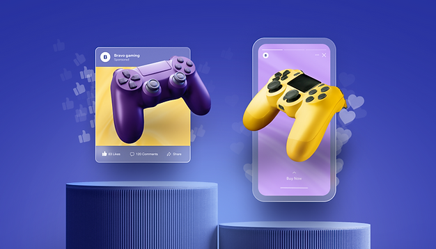 ecommerce marketing strategies. two gaming controllers shown on posts formats