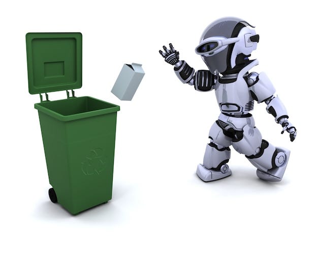 An image of robot trash collector used to introduce the article on garbage colelction concept in Python