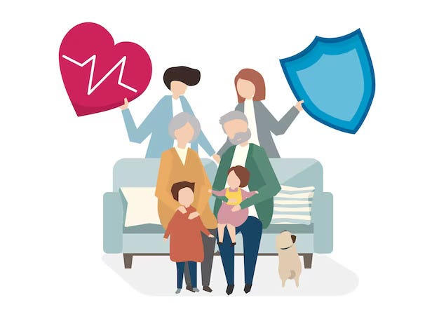 Illustration of a family that has life insurance