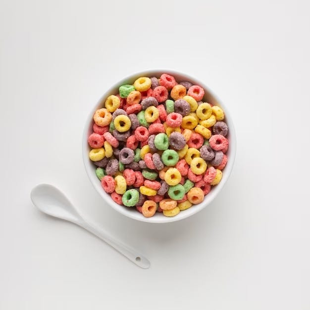 Colorful cereals in a bowl