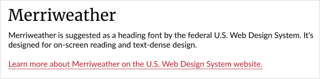 Screenshot of Merriweather font and explaination from branding guidelines