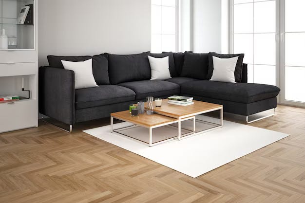 A living room with sala set on luxury vinyl tiles