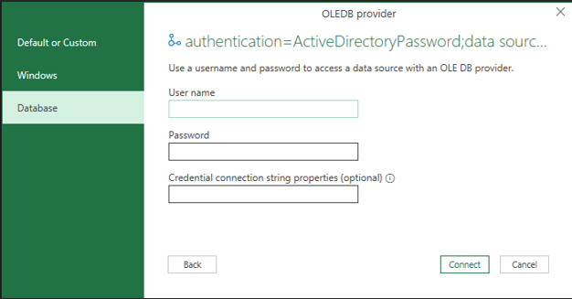 OLDEB prompts for you to enter credentials