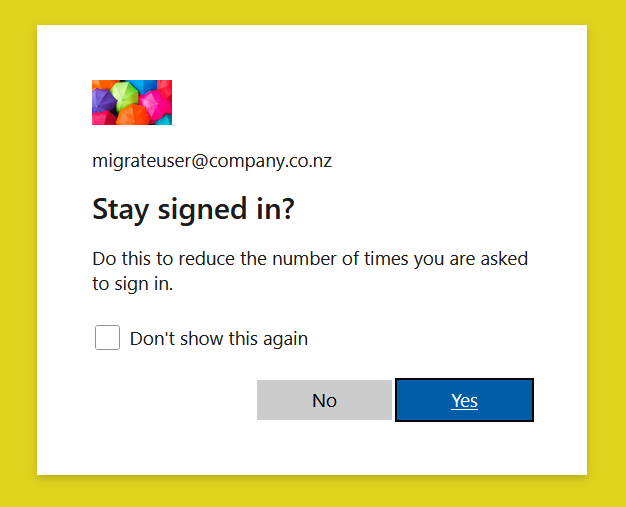 Image of EEID “Stay signed in” page