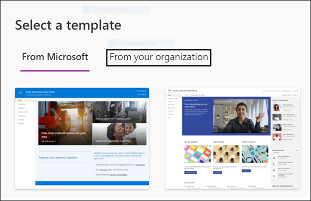 SharePoint Select a Template