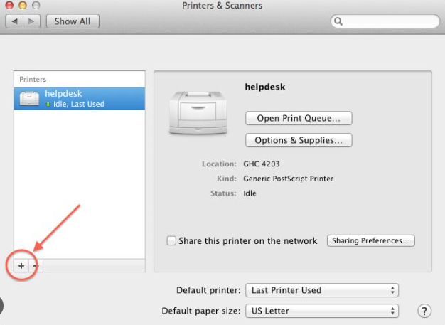 add printer option for mac