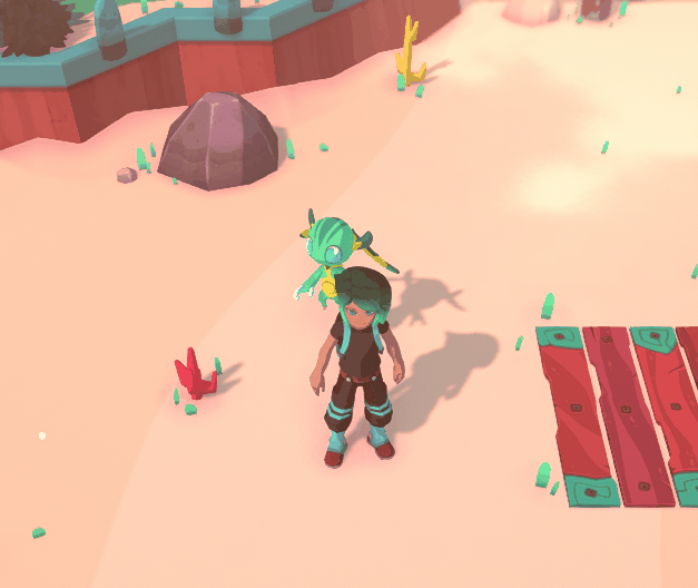Un personnage avec sa monture qui apparaît et disparaît avec un petit effect de fumée