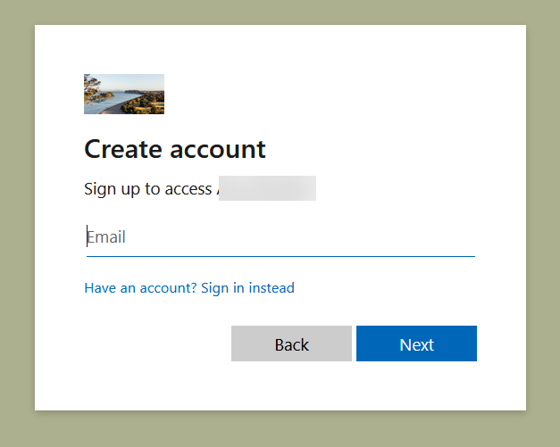 Image showing “Create account” page