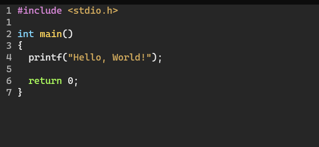 Code for a hello world program