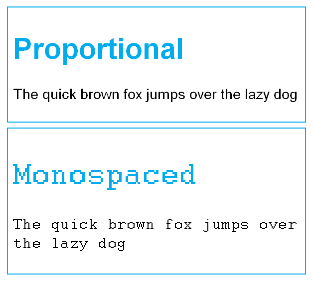 proportional vs monospaced typeface