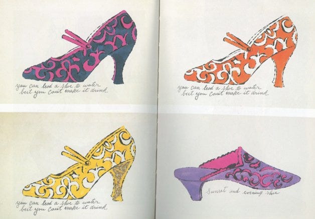 Andy Warhol’s early shoe illustrations featured a blotted line technique