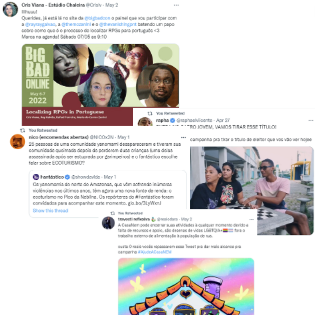 exemplos de posts no twitter com criadores de conteúdo diversos