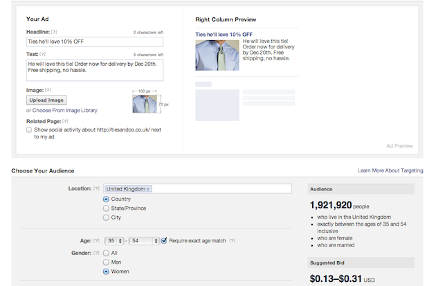 Facebook Ads Manager screenshot