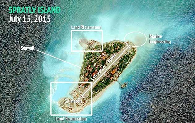 Airports of various countries over the Spratly Islands