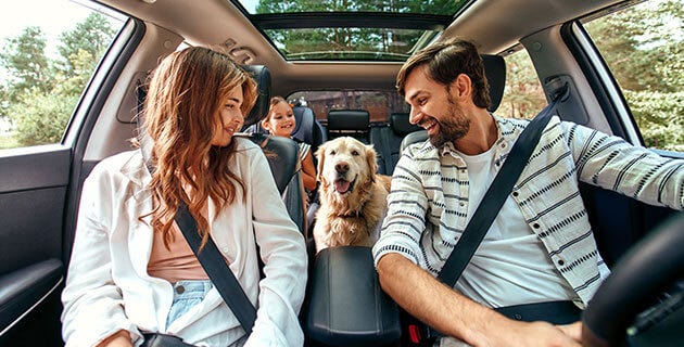 happy family in a car