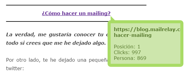 tráfico desde la newsletter