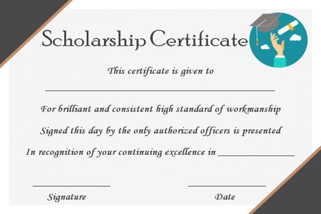 College Scholarship Certificate Templates for Students