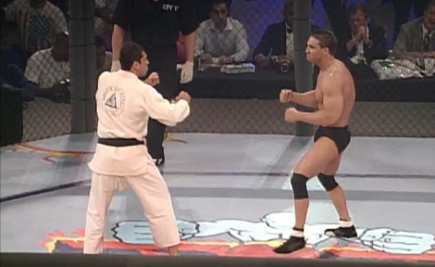 Royce Gracie (left) won the first UFC tournament, despite being the smallest man in the competition.