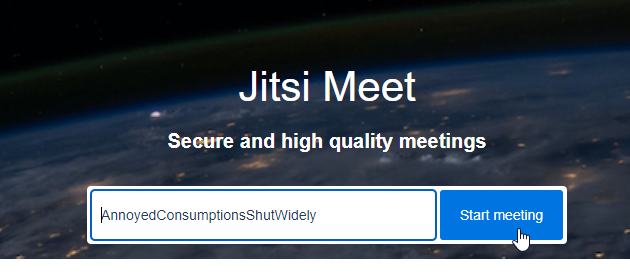 Jitsi Meet Start Meeting Screen