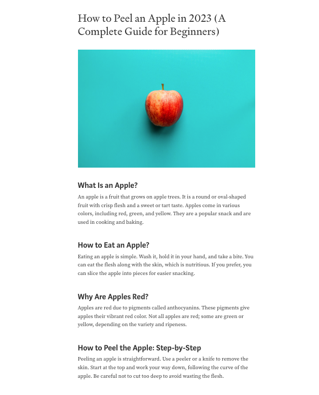 A blog post with an image of an apple