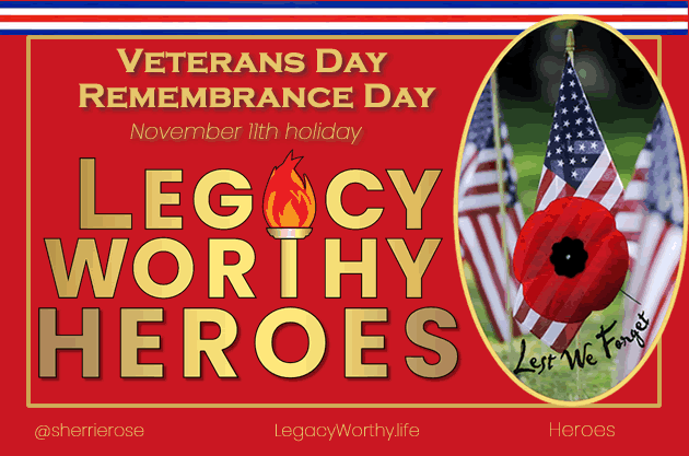 Veterans Day Remembrance Day Legacy Worthy Heroes USA flag poppy