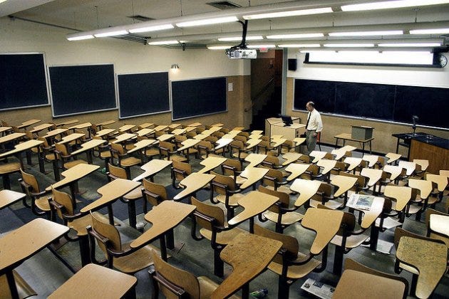 Classroom with right handed Desks